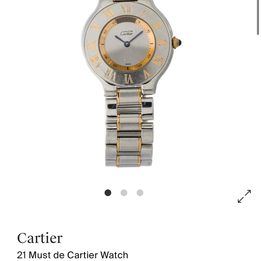Cartier Two-Tone Silver and Gold Watch - Picture 6 of 7